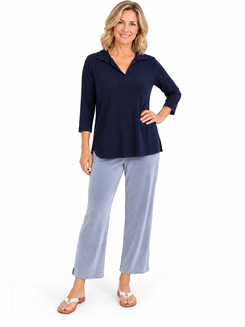 Chicos travelers pants cropped color is light gray size 8 Chicos 1